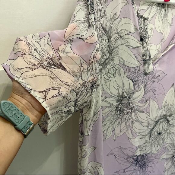 Vince Camuto Floral Blossoms Tunic Swim Coverup Dress Side Slits Purple Medium - Picture 5 of 7